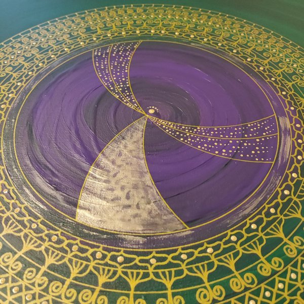 Energiebild * EngelTor der Heilung * grün-lila & gold * 40x40 cm