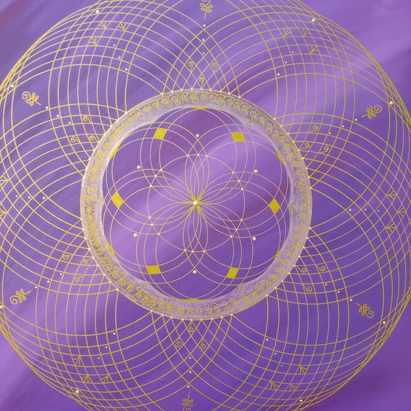 Energiebild * EngelTor des Löwen * Acryl * violett & gold * 50x50 cm