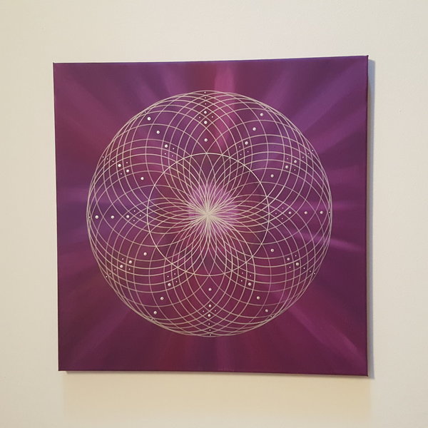 Energiebild * Seelenfeuer * Acryl * violett & weinrot * 40x40 cm