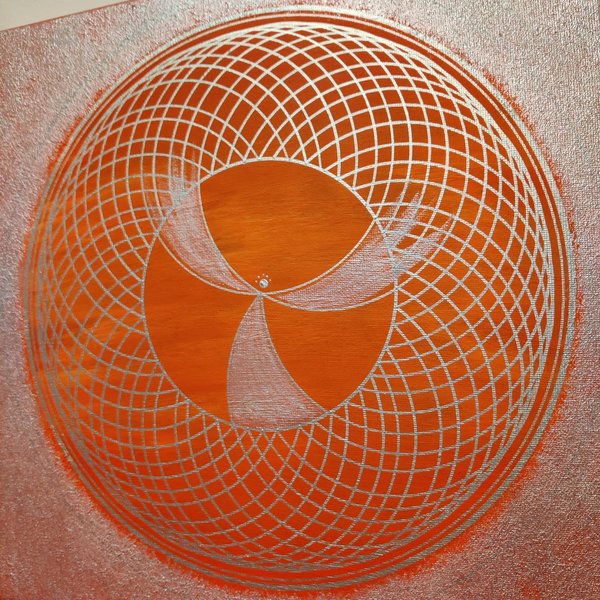 Energiebild * Engel im Licht der Liebe * Acryl * orange & silber * 30x30 cm