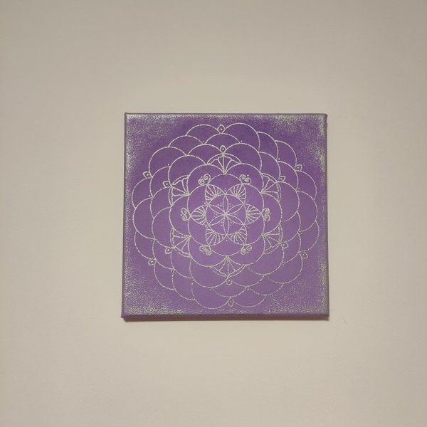 Energiebild * Mandala No. 2 * Acryl * flieder & silber * 20x20 cm