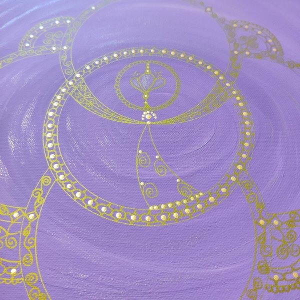 Energiebild * Engel des Friedens * Acryl * lila & gold * 30x30 cm